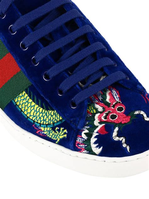 gucci ace dragon blue|Gucci Ace Embroidered 'Blue Velvet Dragon' .